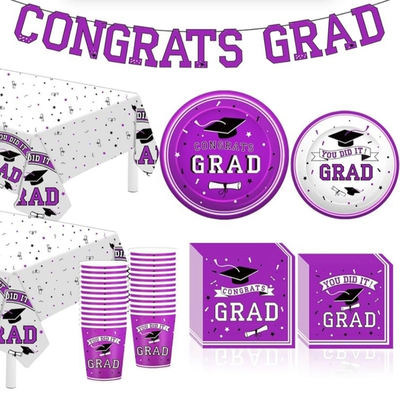 NIB Graduation Party supplies 24 place setting Purple - Picture 4 of 4